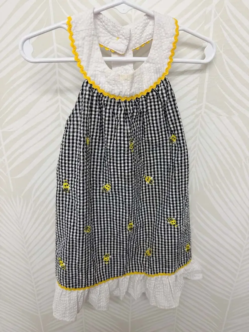 Emily Rose Toddler Girl Bumble Bee Embroidered Seersucker Gingham Dress Size 3T